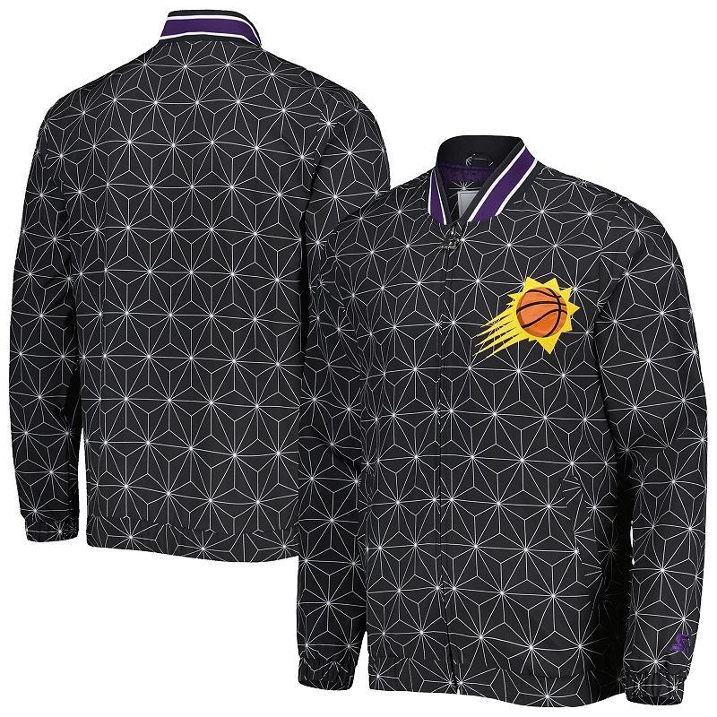 Mens Starter Black Phoenix Suns In-Field Play Fashion Satin Full-Zip Varsity Jacket Product Image