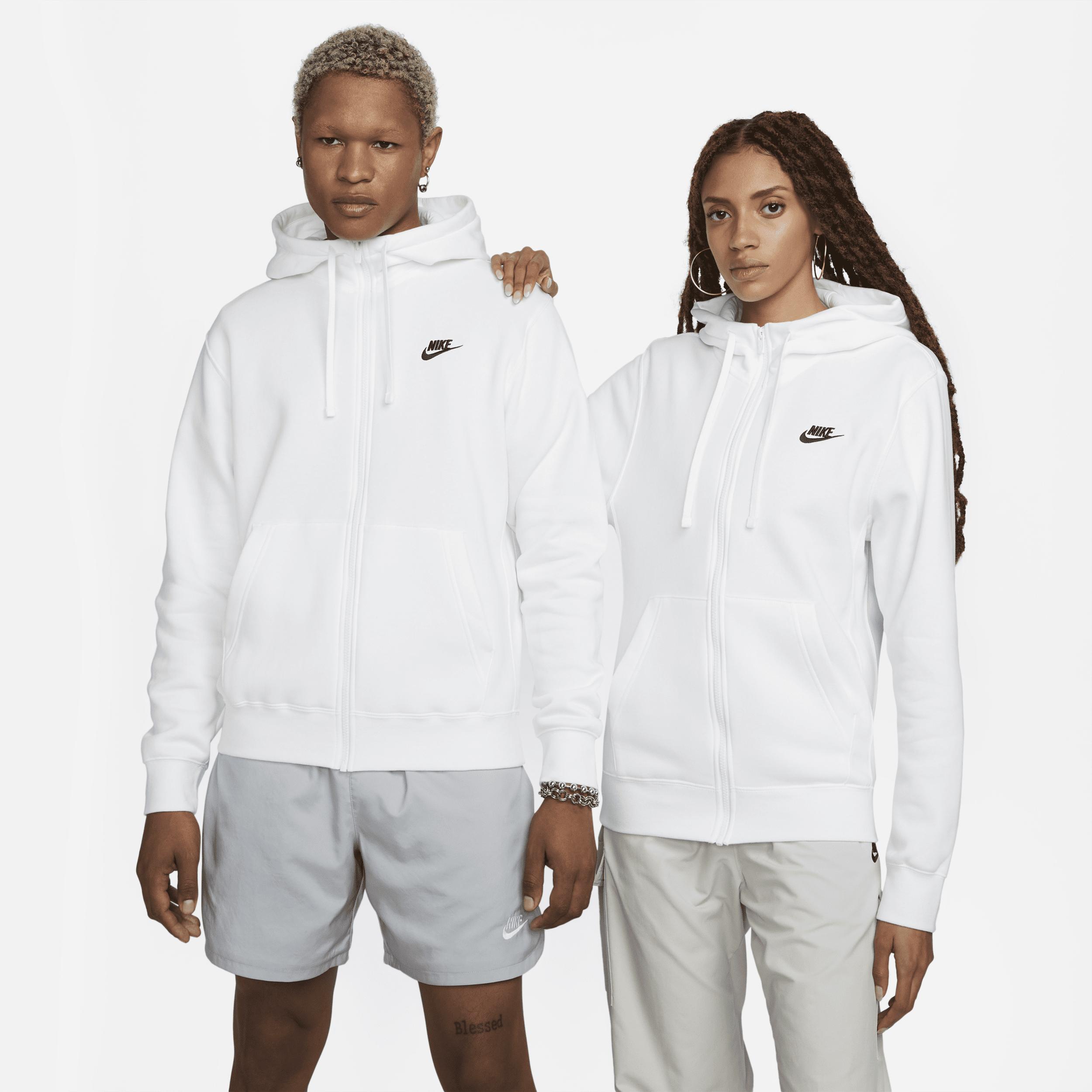 Nike Mens Nike Club Full-Zip Hoodie - Mens White/Dark Grey Heather Product Image