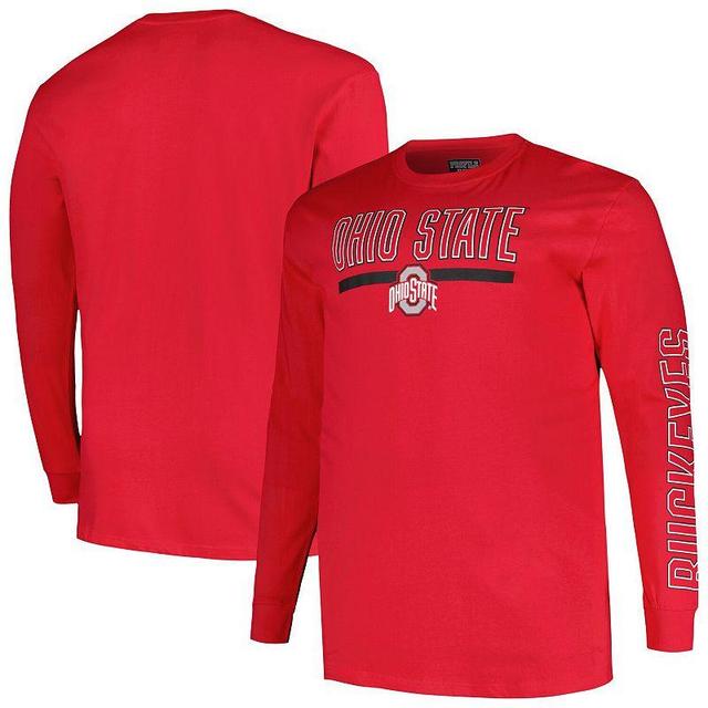 Mens Profile Scarlet Ohio State Buckeyes Big & Tall Two-Hit Graphic Long Sleeve T-Shirt Product Image