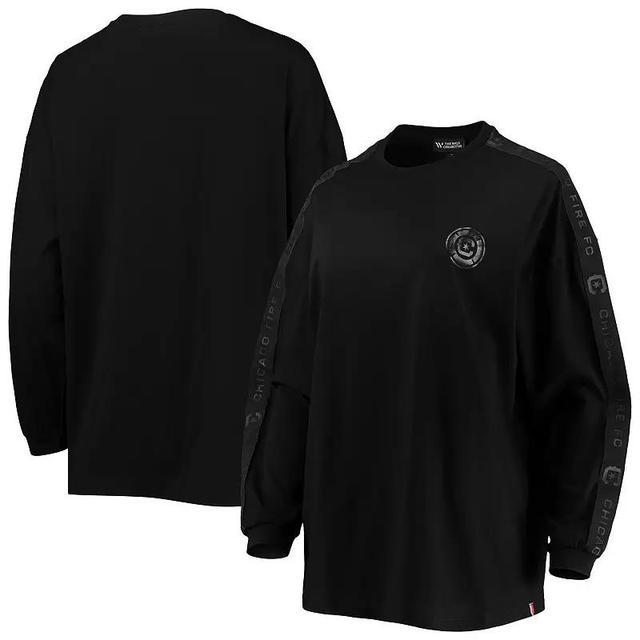 Womens The Wild Collective Black Chicago Fire Tri-Blend Long Sleeve T-Shirt Product Image