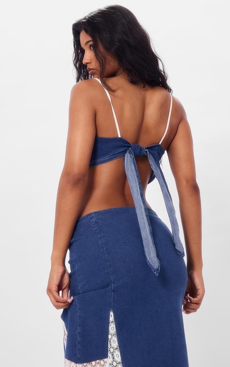 Indigo Denim Lace Insert Bralet Product Image