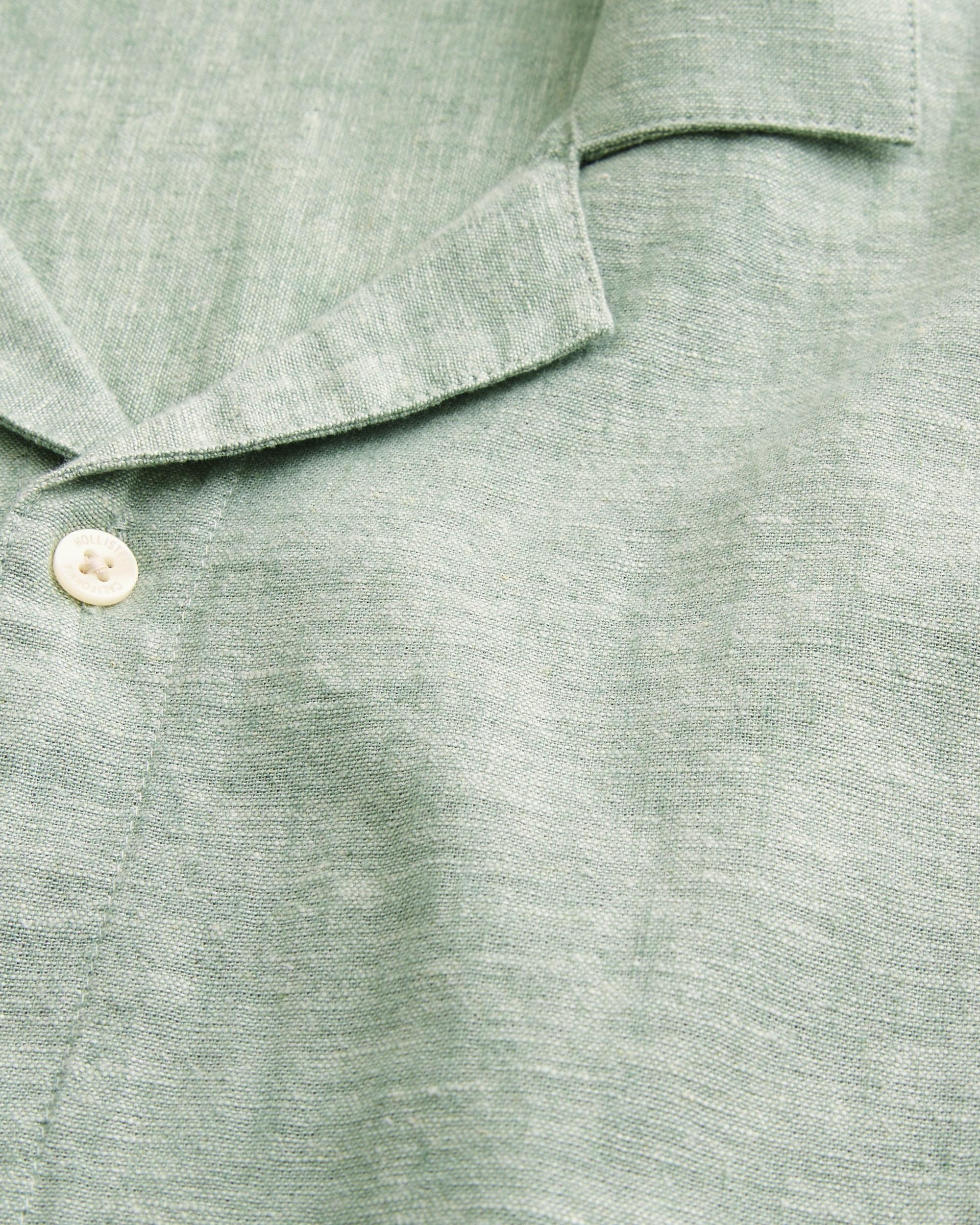 Boxy Short-Sleeve Linen-Blend Shirt Product Image