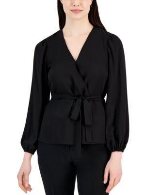 Anne Klein Long Sleeve Faux Wrap Top Product Image