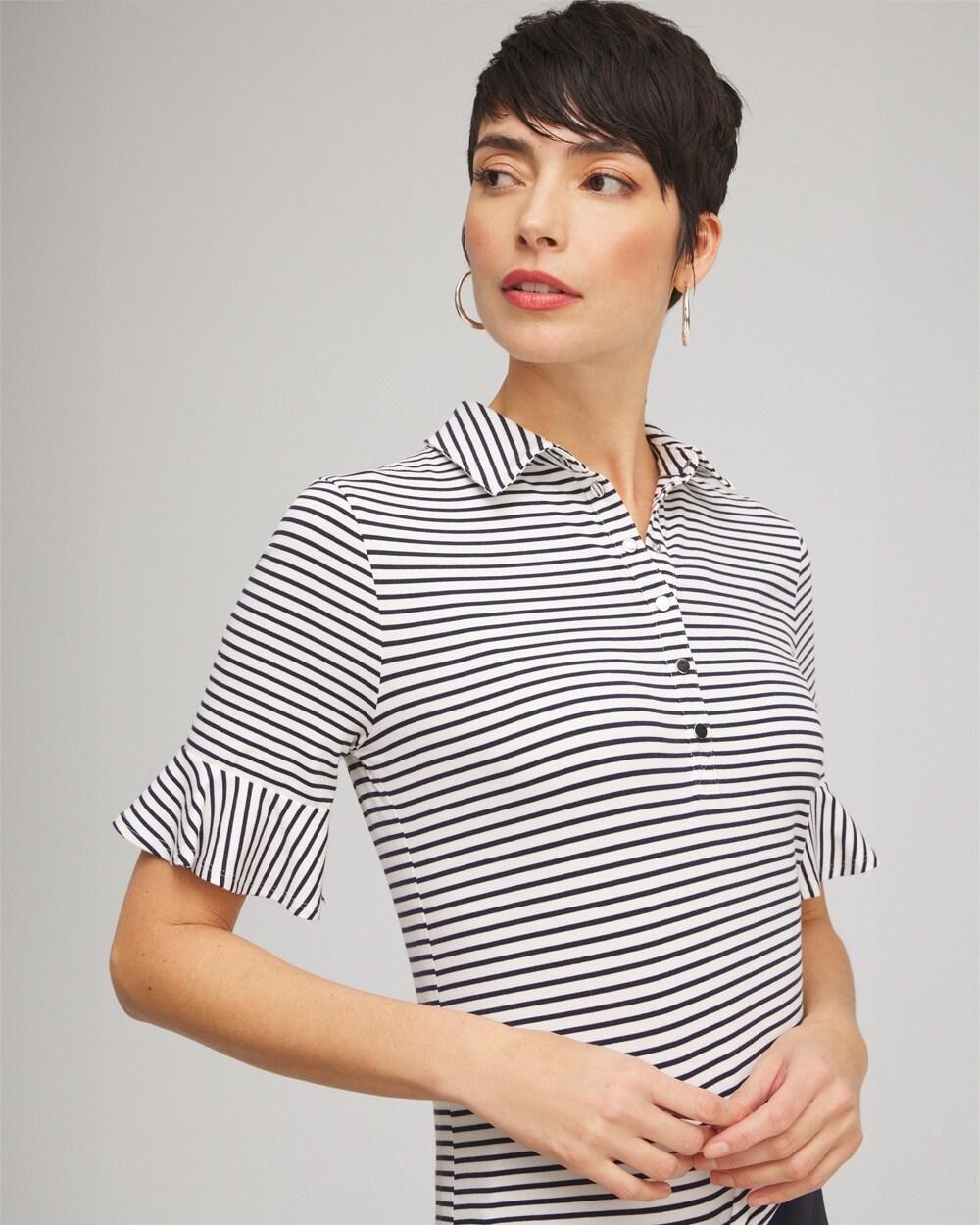 Zenergy® UPF Knit Stripe Ruffle Polo Product Image