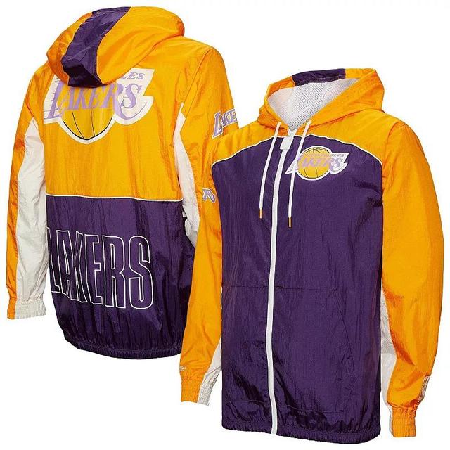 Mens Mitchell & Ness Los Angeles Lakers Hardwood Classics Big Shot Premium Full-Zip Windbreaker Jacket Product Image