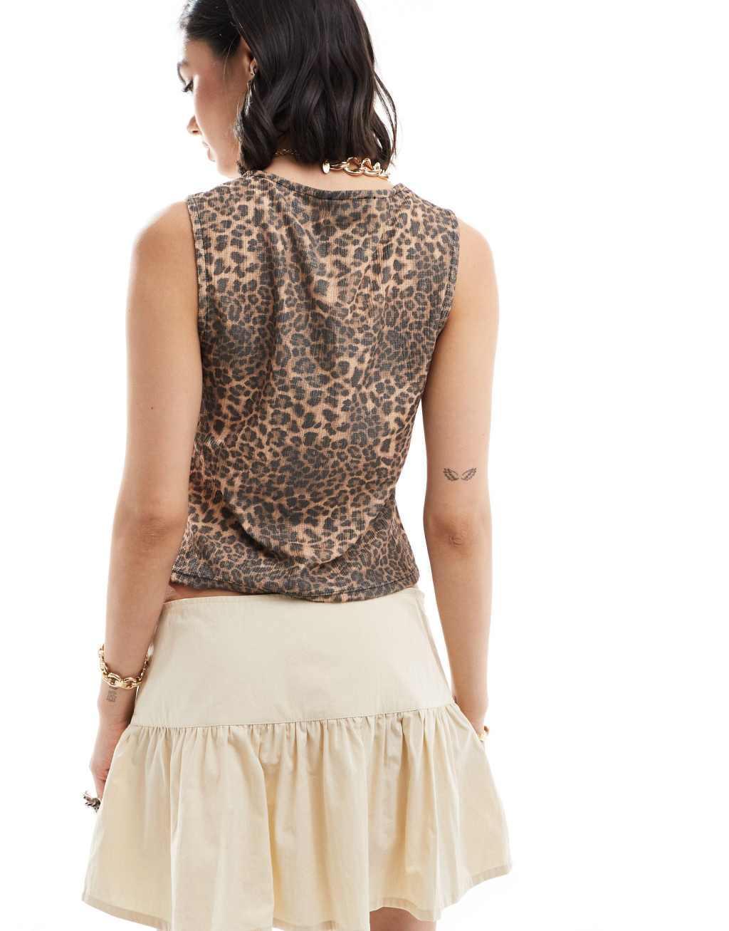 ASOS DESIGN textured tie front vest in animal print Product Image