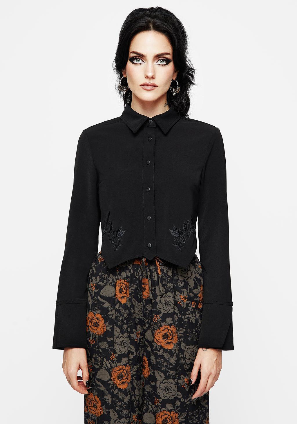 Linden Embroidered Crop Shirt Product Image