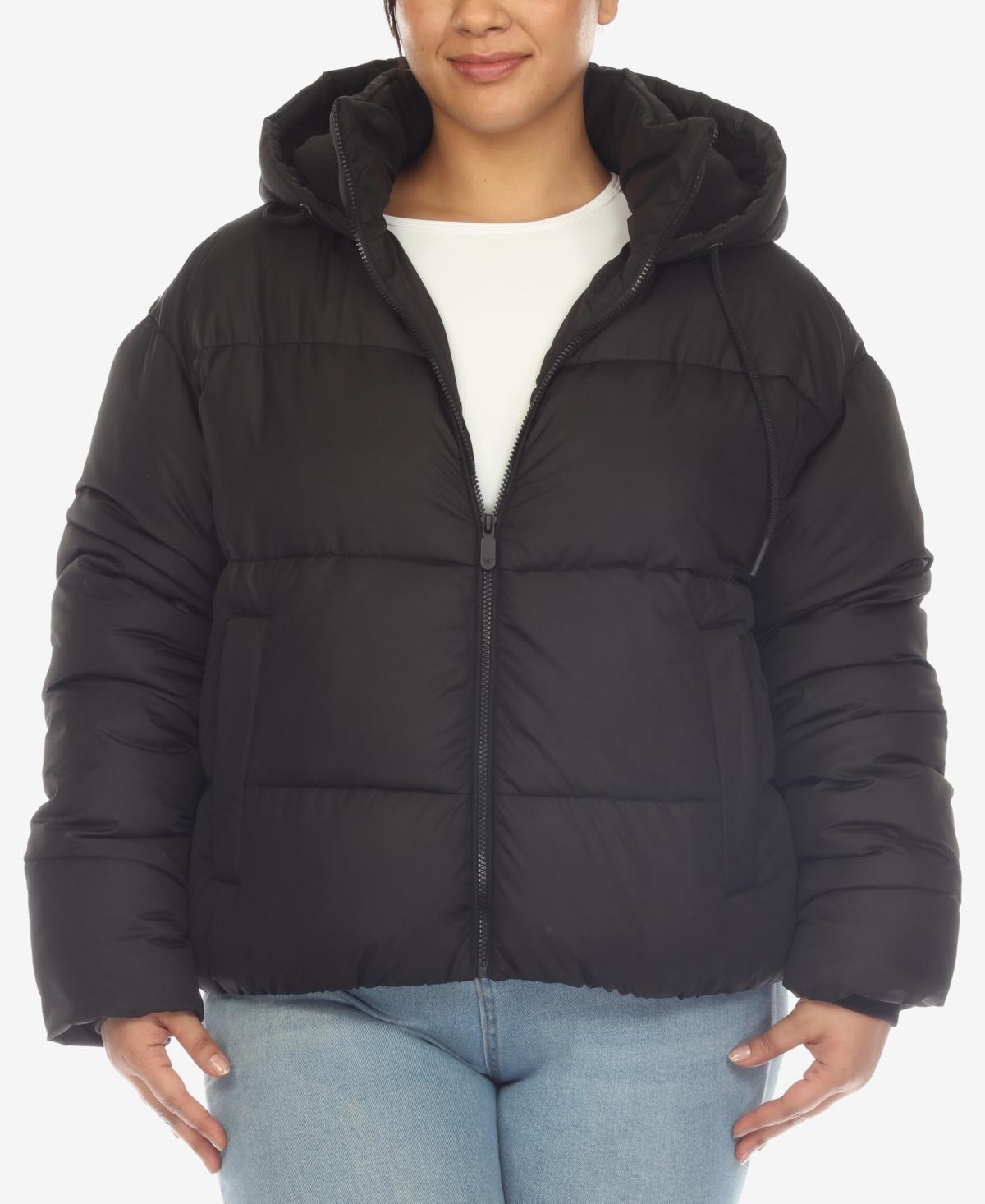 White Mark Plus Size Hooded Bomber Puffer Coat Product Image