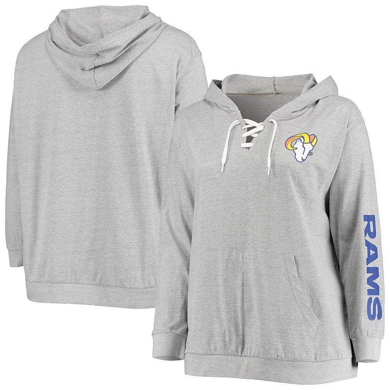 Womens Fanatics Branded Heathered Gray Los Angeles Rams Plus Size Lace-Up Pullover Hoodie Product Image