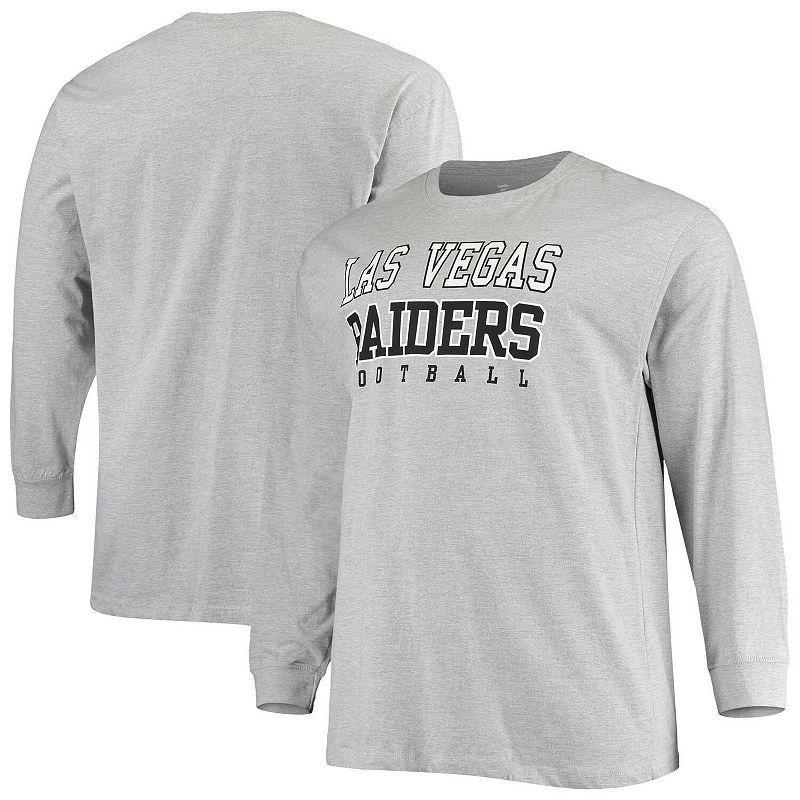 Men's Fanatics Branded Heathered Gray Las Vegas Raiders Big & Tall Practice Long Sleeve T-Shirt Product Image