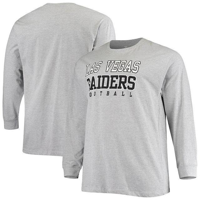 Mens Fanatics Branded Heathered Gray Las Vegas Raiders Big & Tall Practice Long Sleeve T-Shirt Product Image