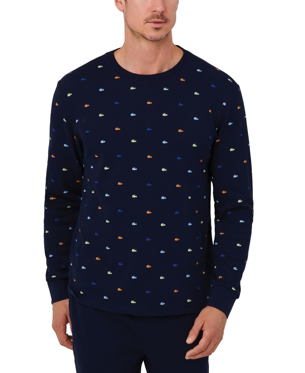 Lacoste Mens All Over Croc Print Long-Sleeve Sleep T-Shirt Product Image