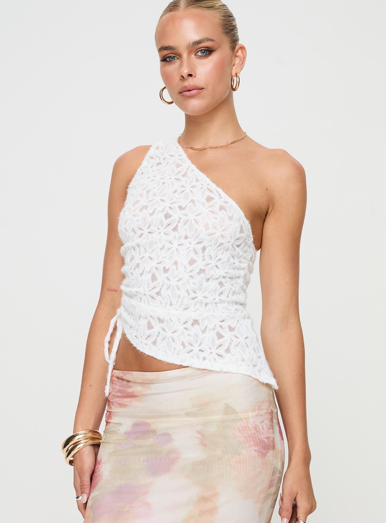 Sensua One Shoulder Top White Product Image