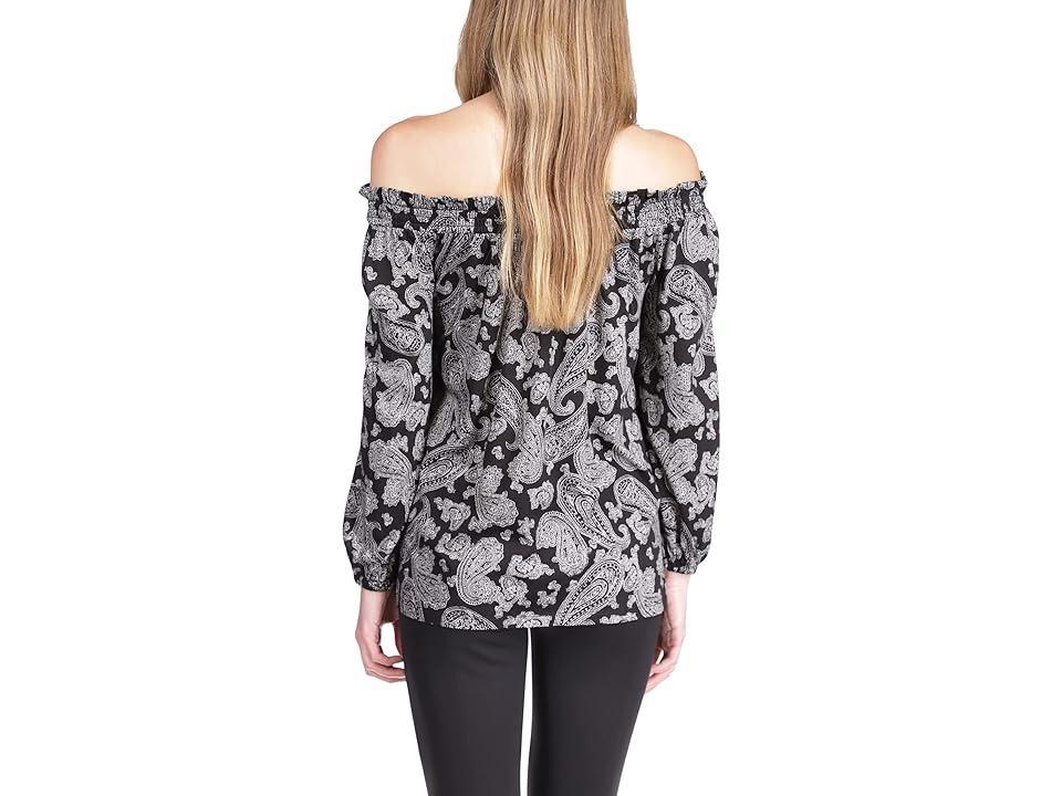 MICHAEL Michael Kors Paisley Print Off Shoulder Top Women's Clothing Product Image