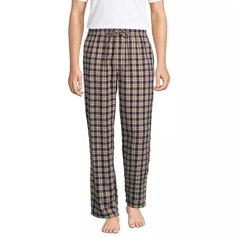 Mens Lands End Flannel Pajama Sleep Pants Red Navy Plaid Product Image