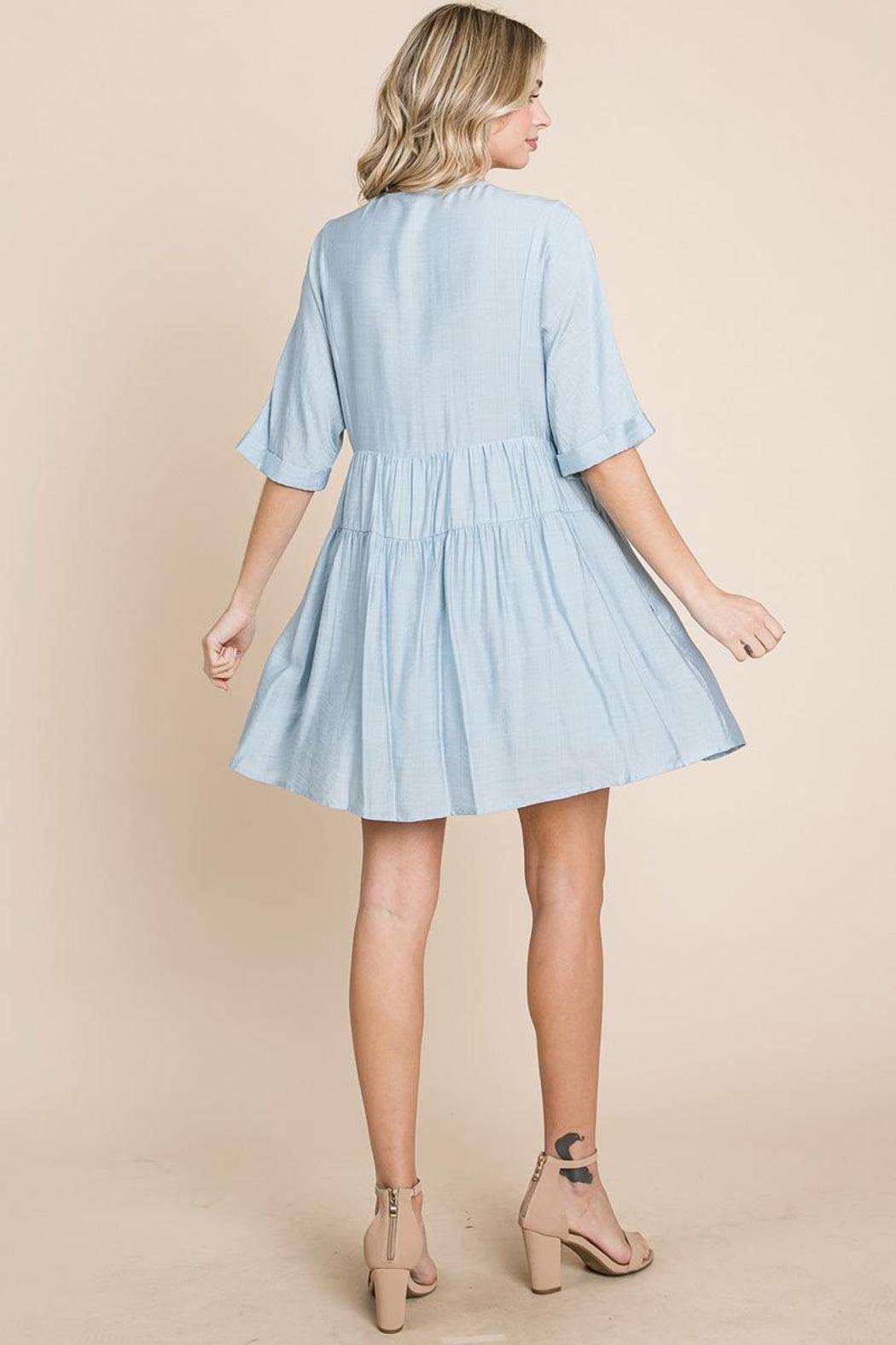 Tiered Dolman Sleeve V Neck Babydoll Dress Female Product Image