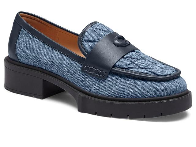 COACH Leah Quilted Denim Loafer (Indigo Denim) Women's Flat Shoes Product Image