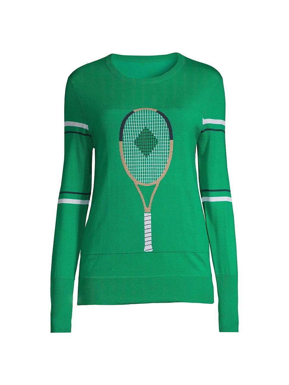 Womens Racquet Wool Intarsia Knit Sweater Product Image