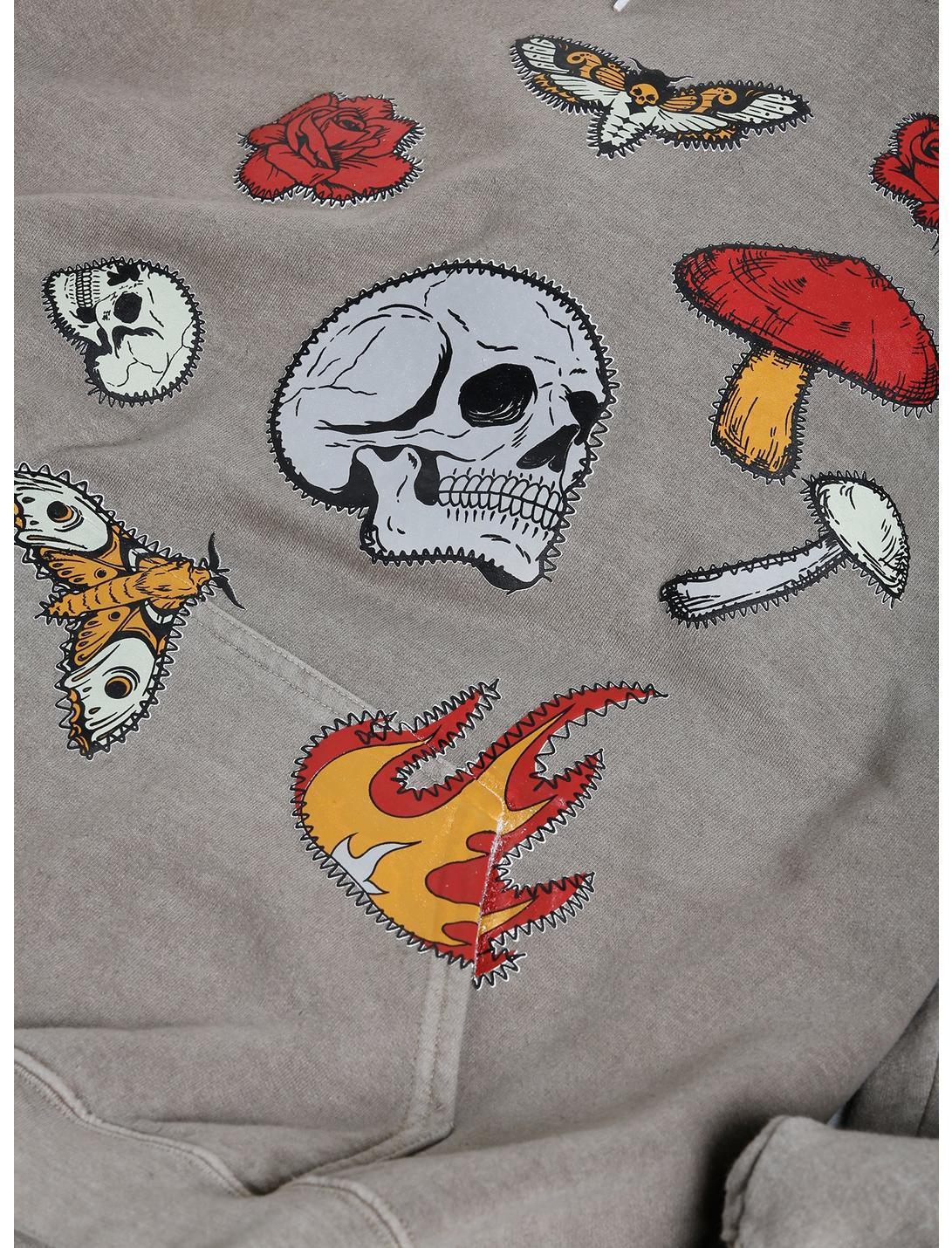 Social Collision® Skulls & Moths Puff Print Hoodie Product Image