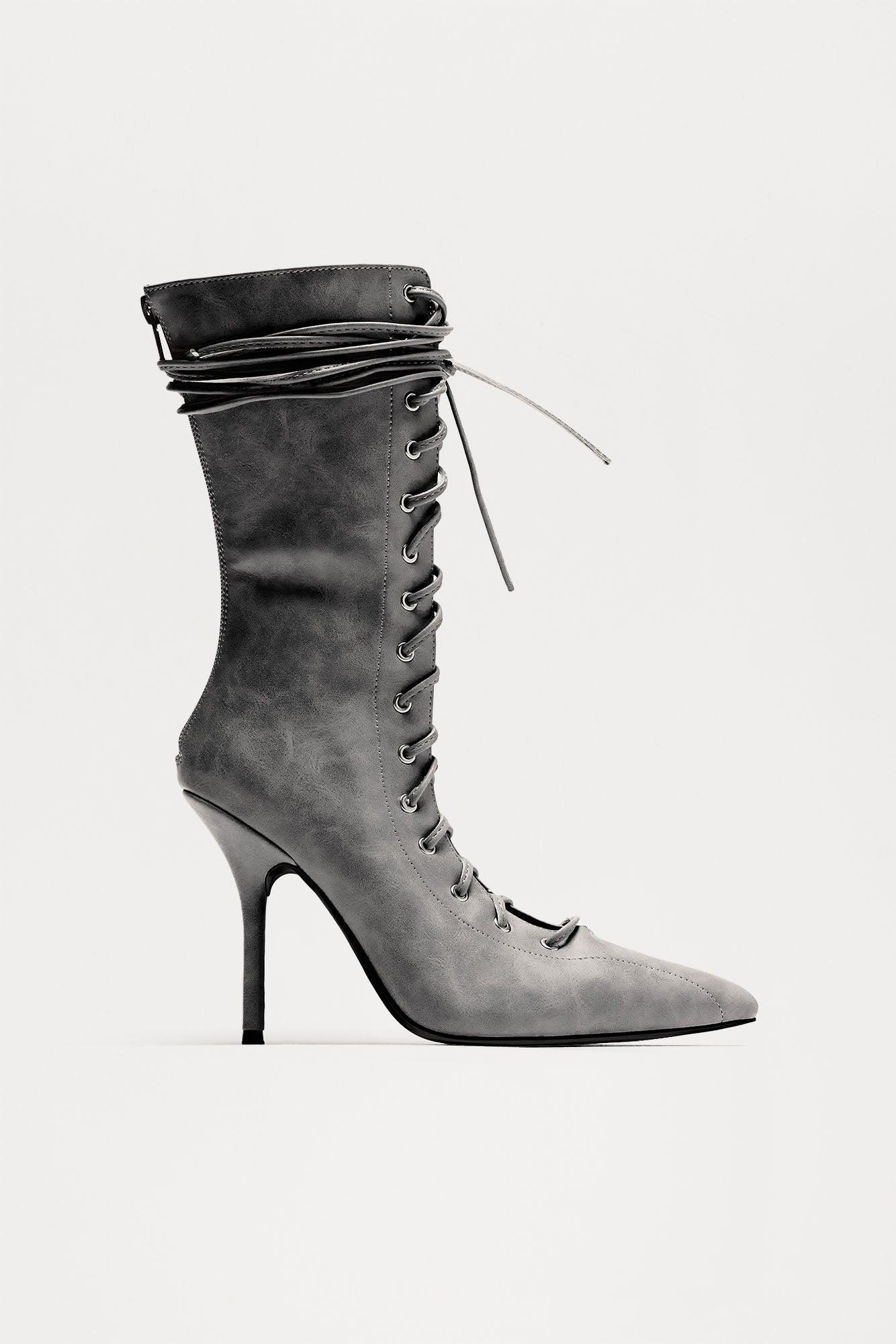 Chloe Lace Up Booties - Grey product image