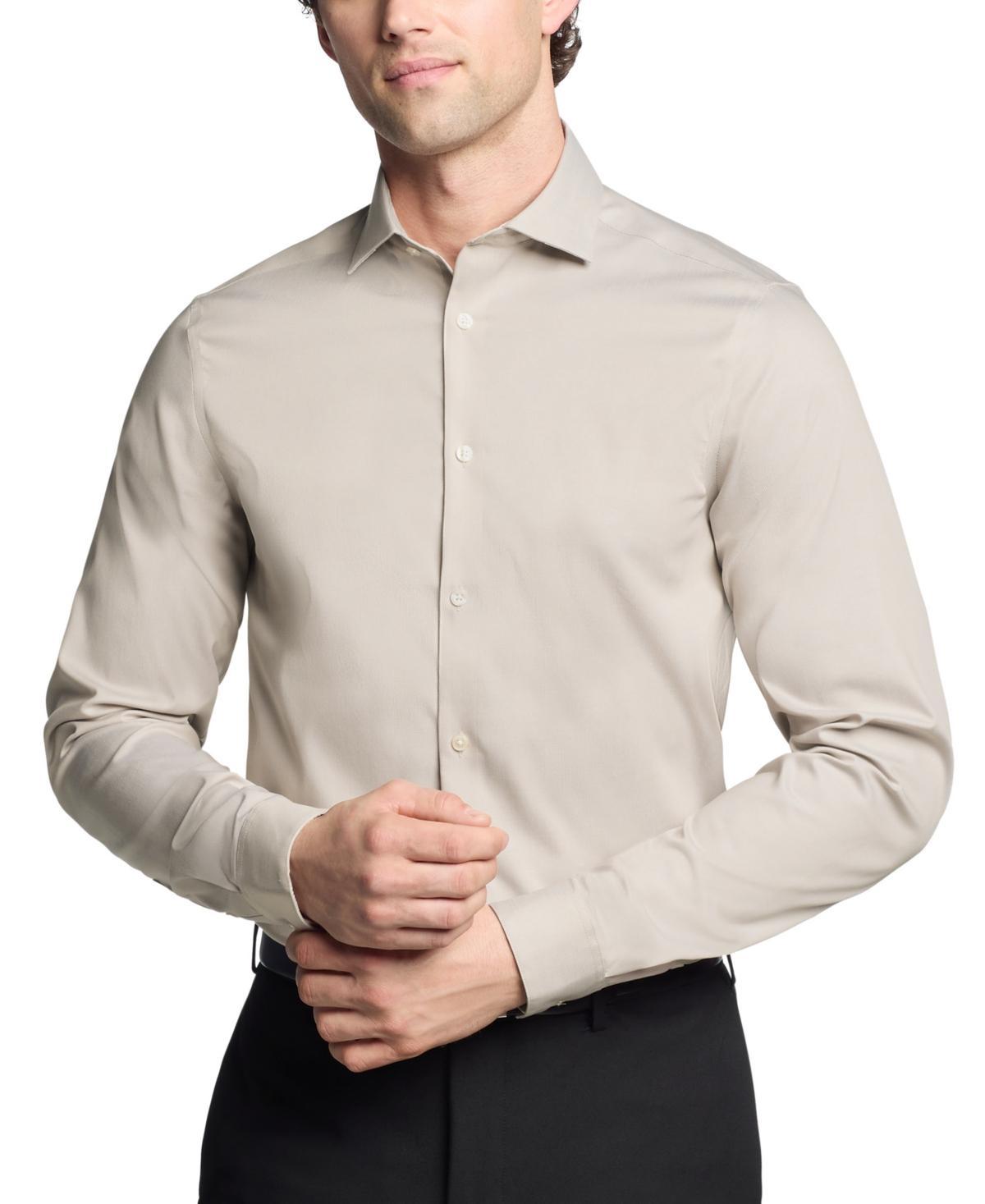 Men's Steel Plus Slim Fit Modern Pin Cord Dress Shirt Product Image