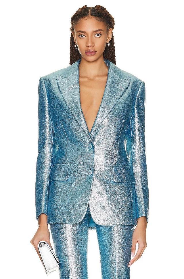 TOM FORD Iridescent Sable Mens Tailored Jacket in Teal Product Image