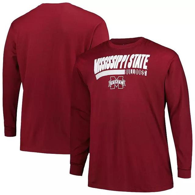 Mens Profile Maroon Mississippi State Bulldogs Big & Tall Two-Hit Long Sleeve T-Shirt Product Image