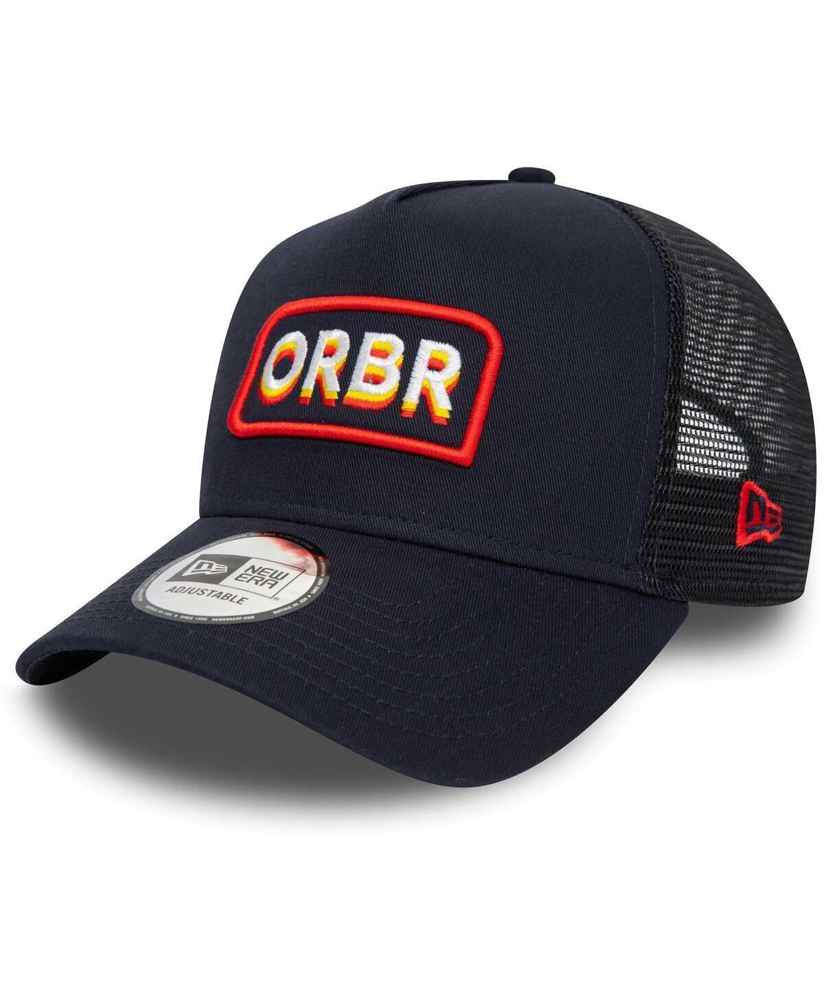 Mens New Era Navy Red Bull Racing Oversized Patch E-Frame Trucker Adjustable Hat Product Image