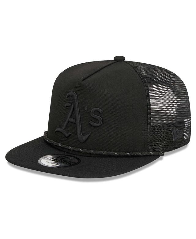 Mens New Era Oakland Athletics Black Meshback Golfer Snapback Hat - Black Product Image