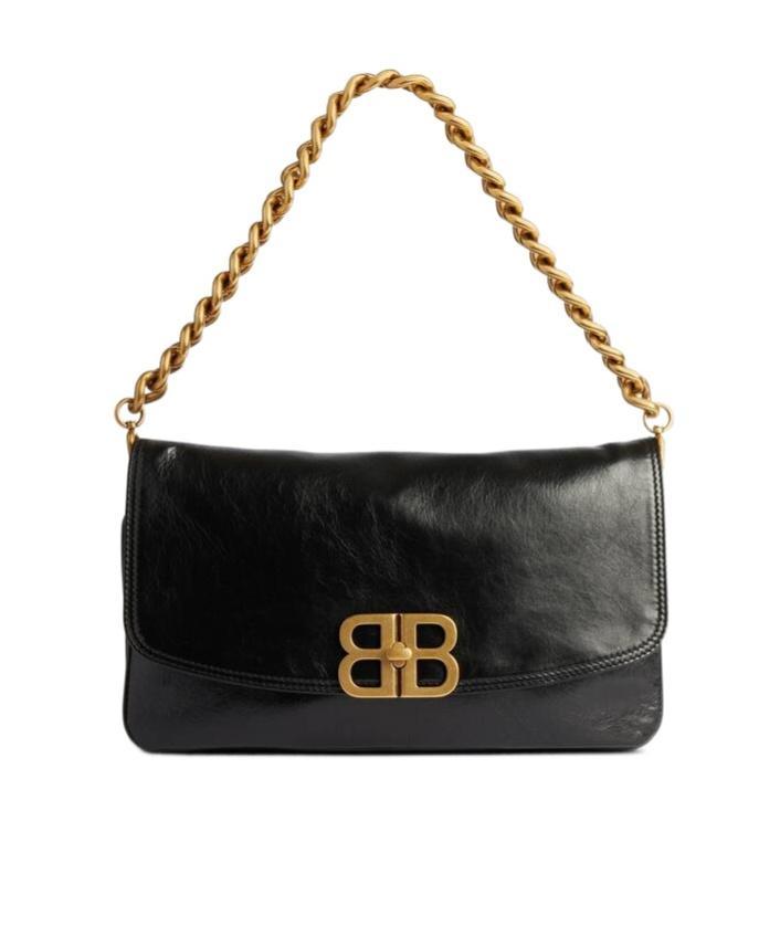 BALENCIAGA Bb Soft Large Leather Shoulder Bag In Black Product Image