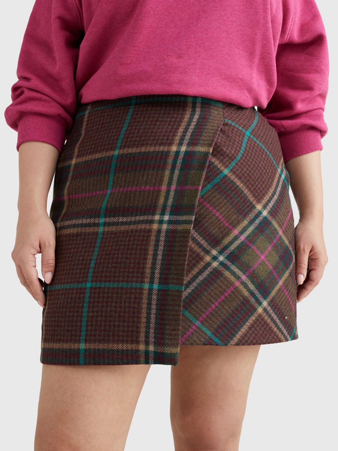 Tommy Hilfiger Women's Curve Check Wrap Mini Skirt - Green - 18 Product Image