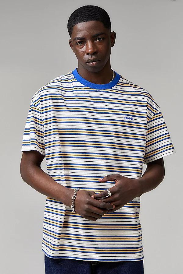 BDG White & Yellow Multi-Stripe Tee Mens at Urban Outfitters Product Image