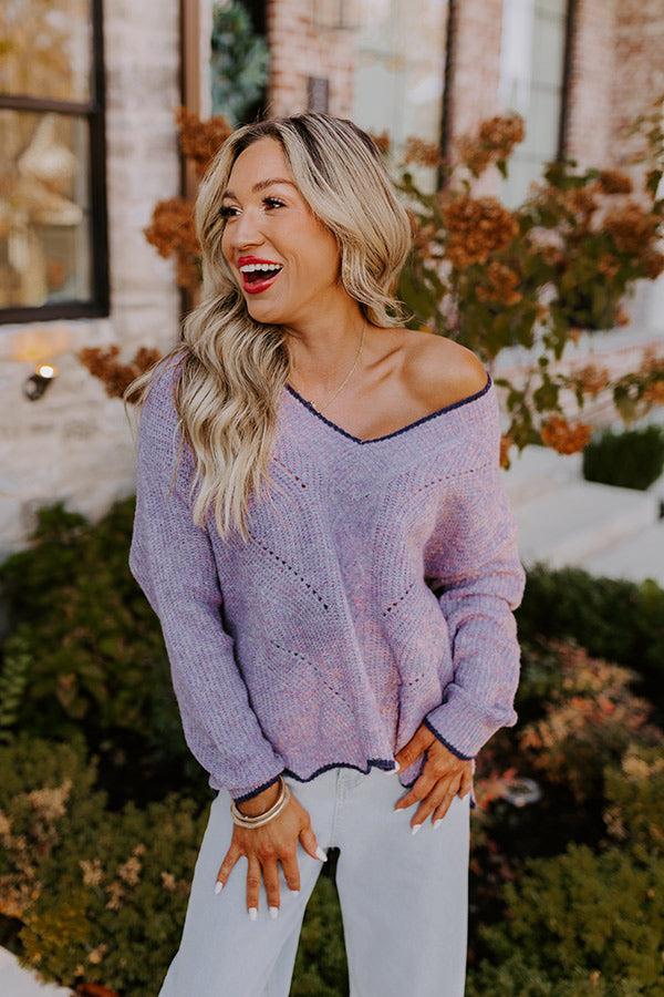 Falling For Cozy Knit Sweater in Dusty Purple Product Image