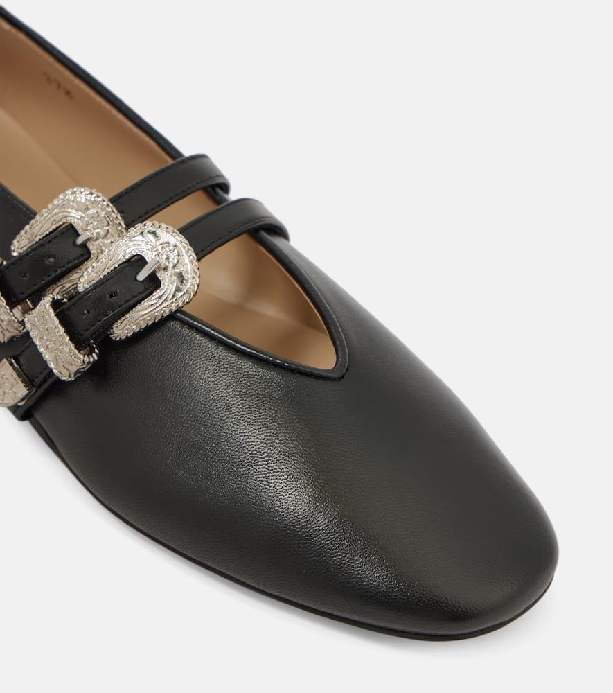 Leather Buckle Claudia Ballet Flats In Black Product Image