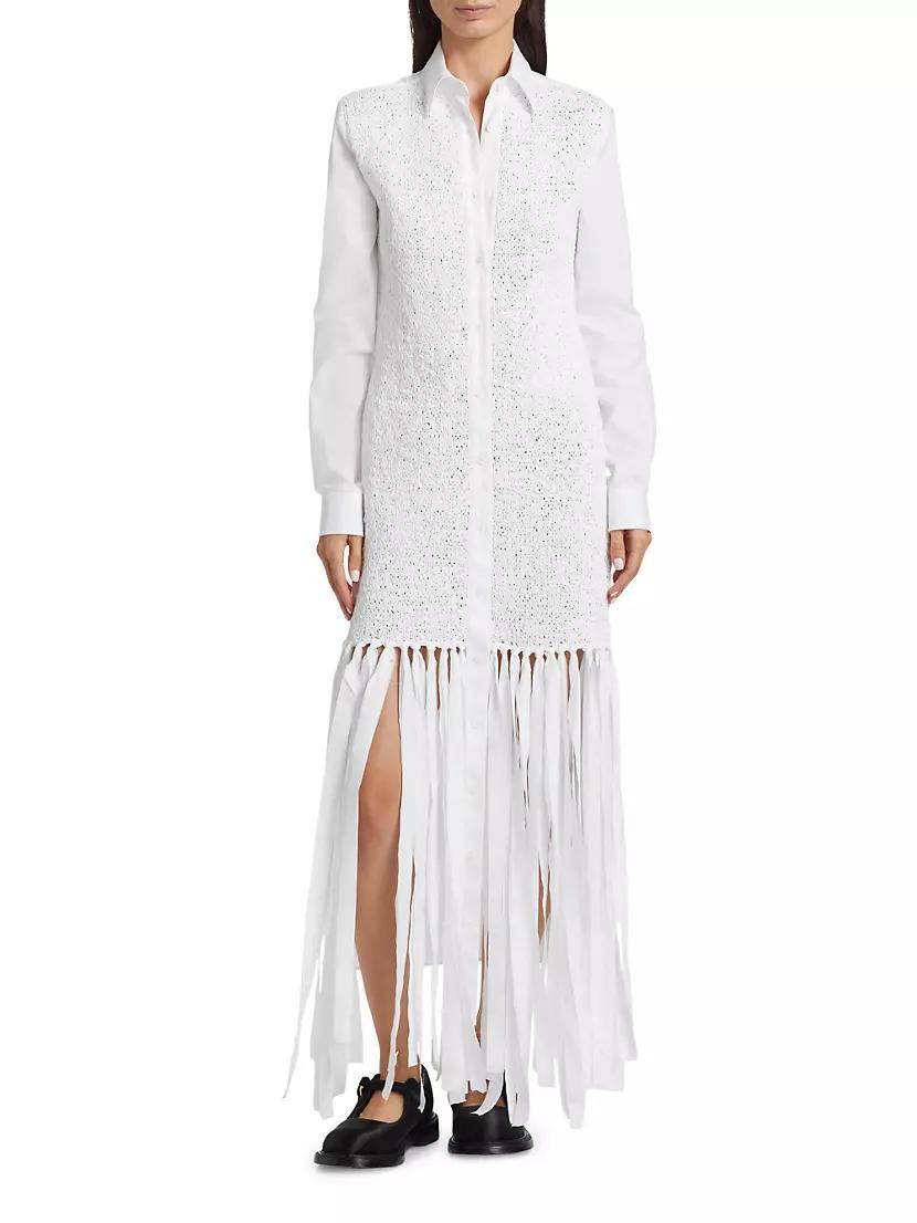 Cotton Poplin Fringe Shirtdress Product Image