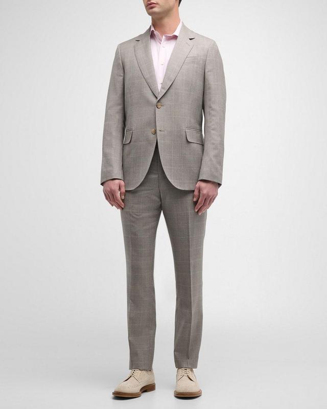 Mens Tailored Fit Wool Check Two-Button Suit Product Image