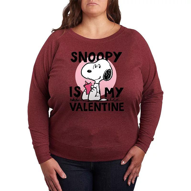 Plus Size Peanuts Snoopy Is My Valentine Graphic Tee, Womens Grey Maroon Product Image