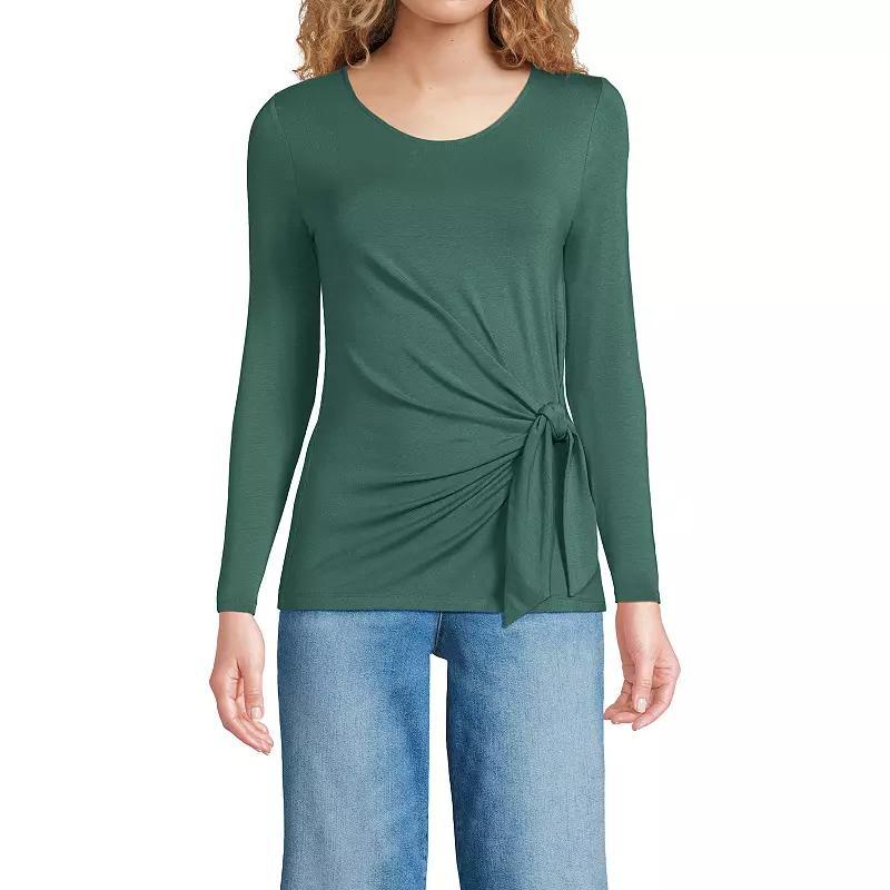 Lands End Womens Long Sleeve Lightweight Tie Front Top Product Image