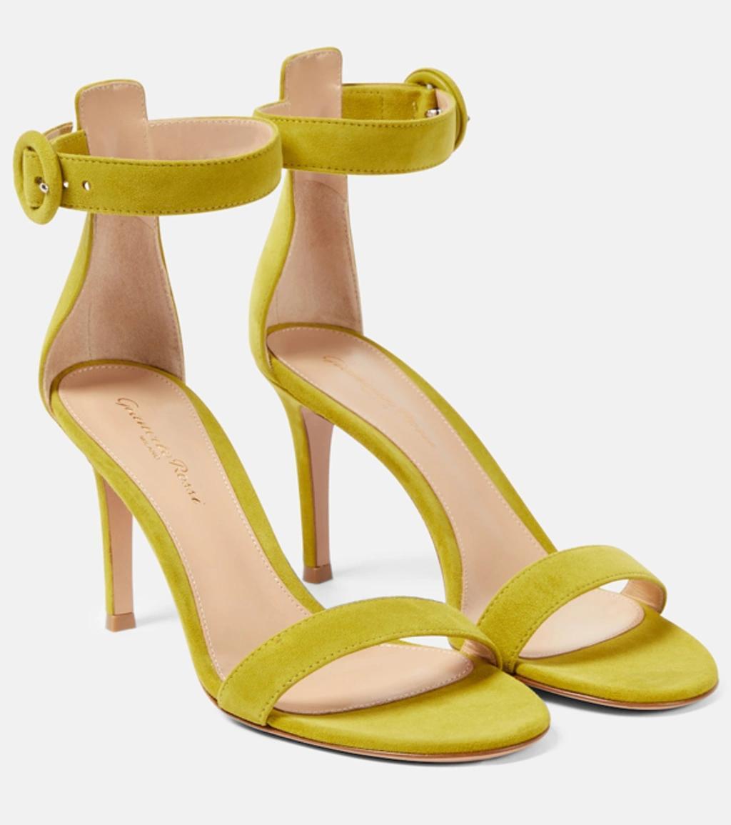 GIANVITO ROSSI Portofino 85mm Suede Sandals In Green Product Image