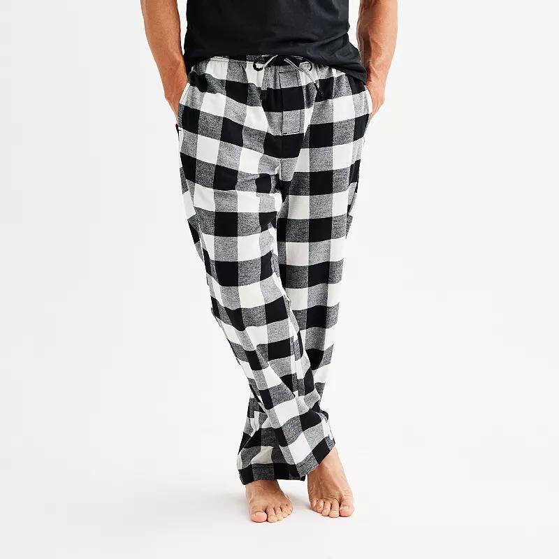 Mens Sonoma Goods For Life Flannel Drawstring Pajama Pants Iron Ore Plaid Product Image