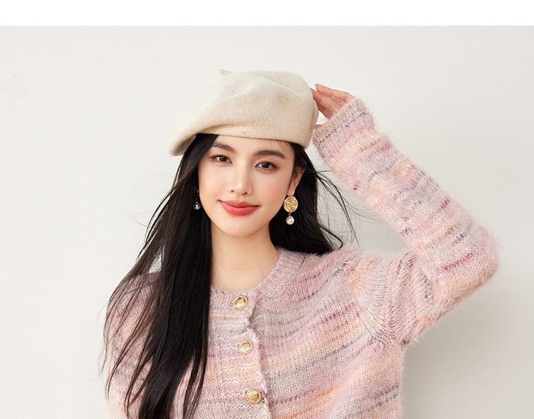 Round Neck Melange Cardigan Product Image