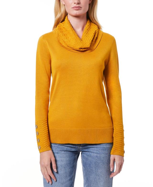 Melissa Paige Womens Chevron-Trimmed Cowl-Neck Sweater, Regular & Petites Product Image