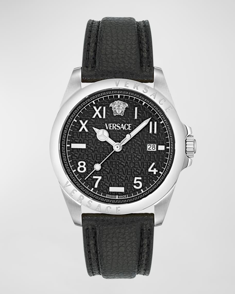 Versace Mens Anteo Analog Black Leather Strap Watch Product Image