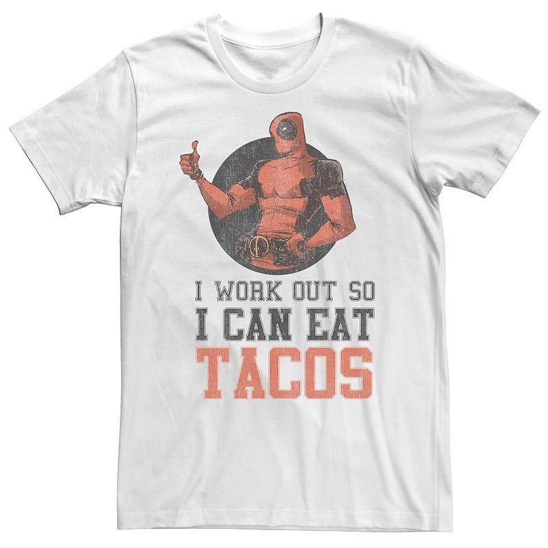 Big & Tall Marvel Deadpool I Work Out So I Can Eat Tacos Tee, Mens Product Image