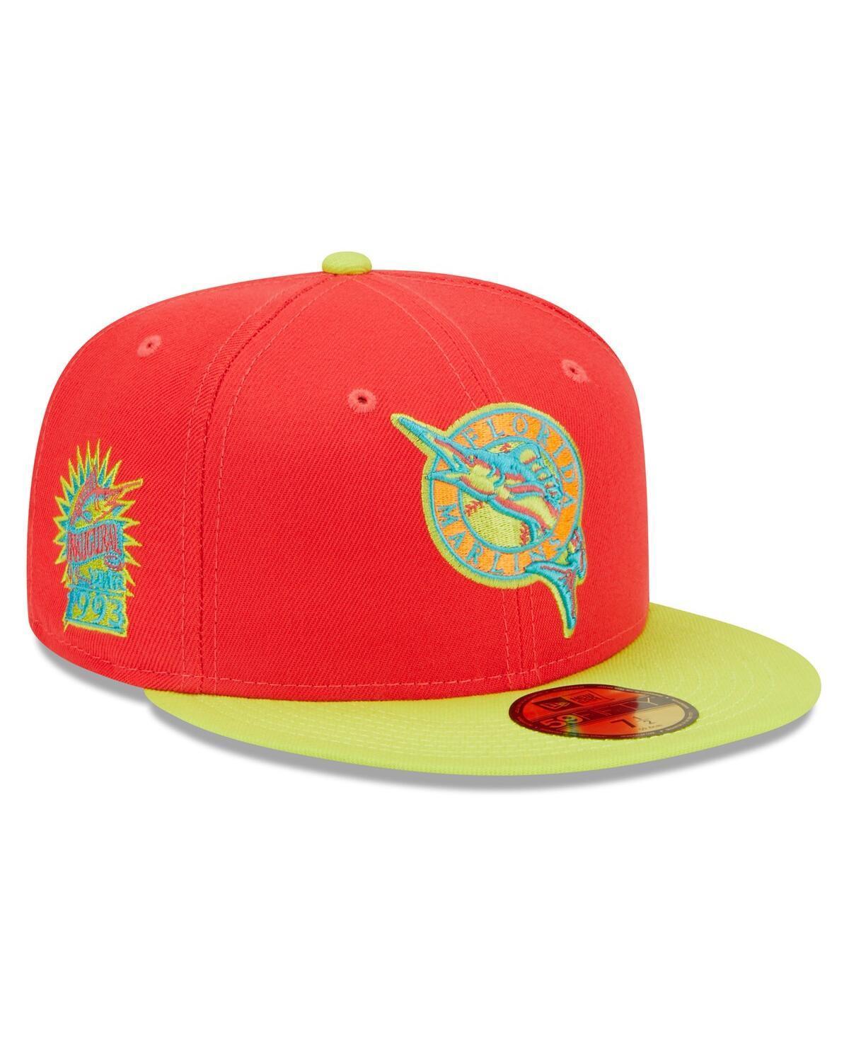 Mens New Era Red Florida Marlins 1993 Inaugural Season Lava Highlighter Combo 59FIFTY Fitted Hat - Red Product Image