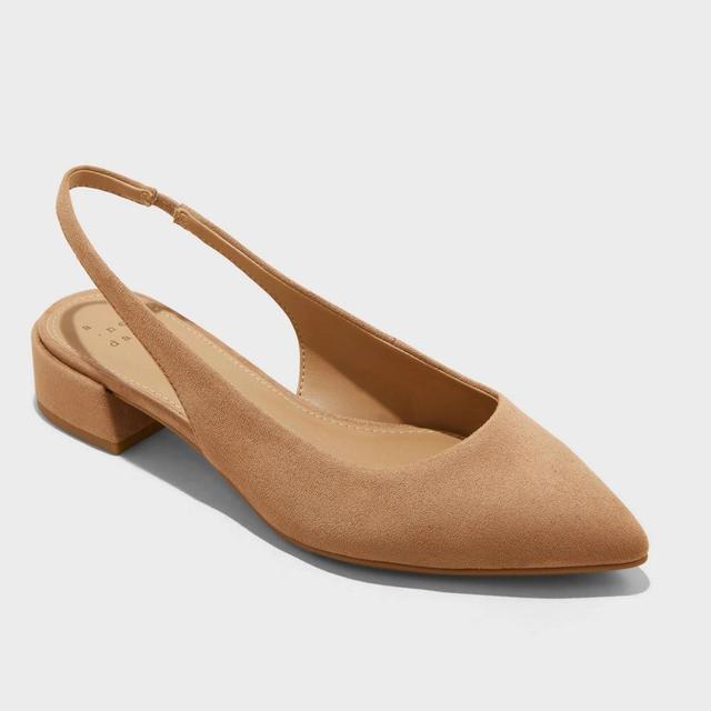 Women's Elle Slingback Pointed Toe Heels - A New Day™ Beige 6.5 Product Image