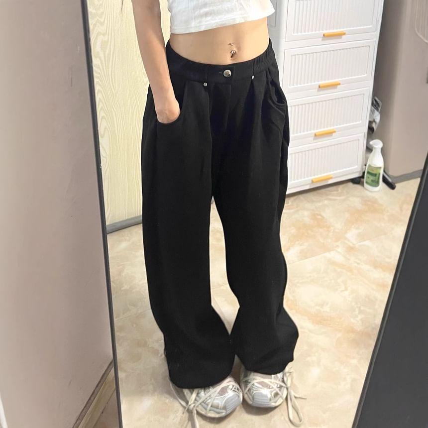 Elastic Waist Wide Leg Sweatpants Product Image