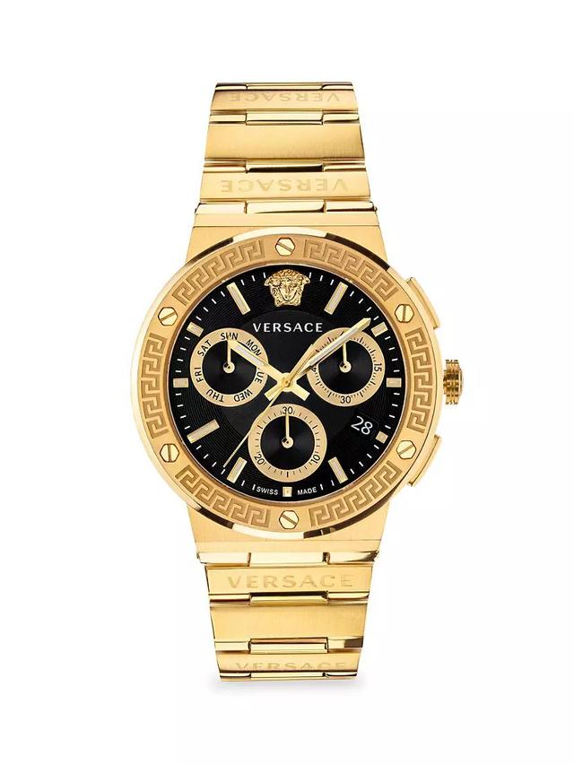 Greca Logo Chrono IP Yellow Gold Chronograph Bracelet Watch Product Image