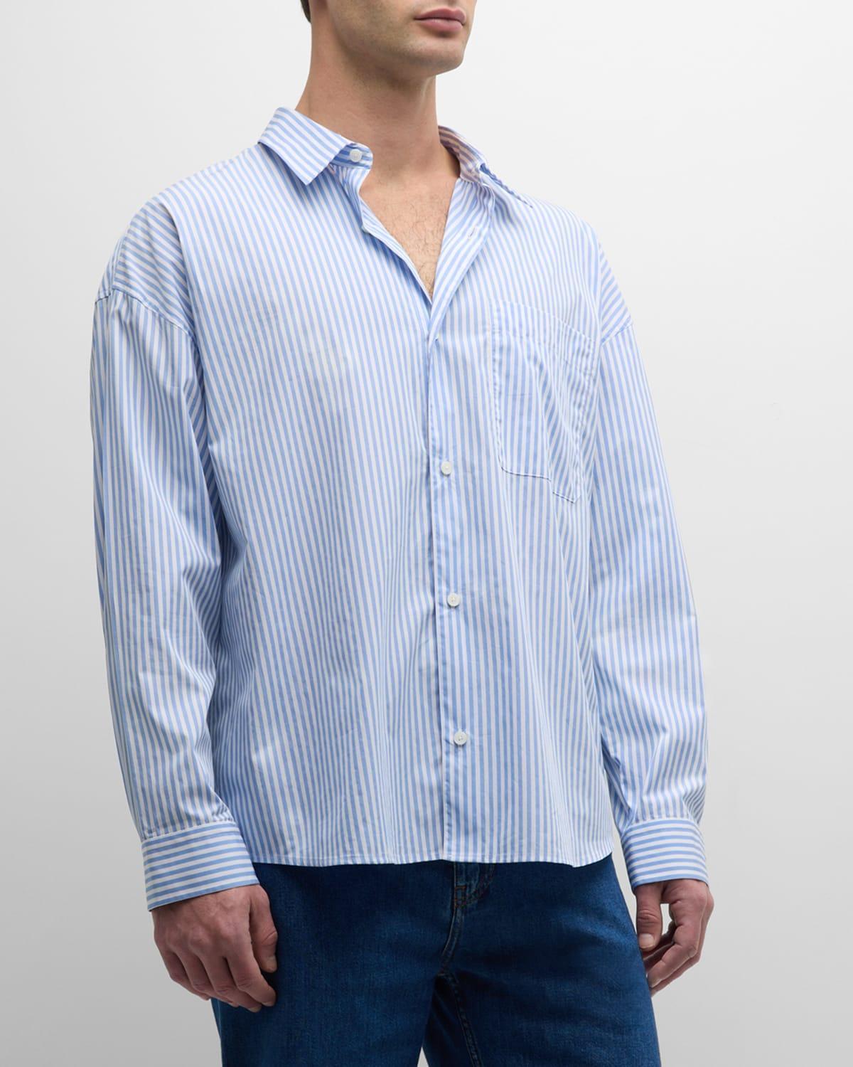 Mens Striped Relaxed Button-Front Shirt Product Image