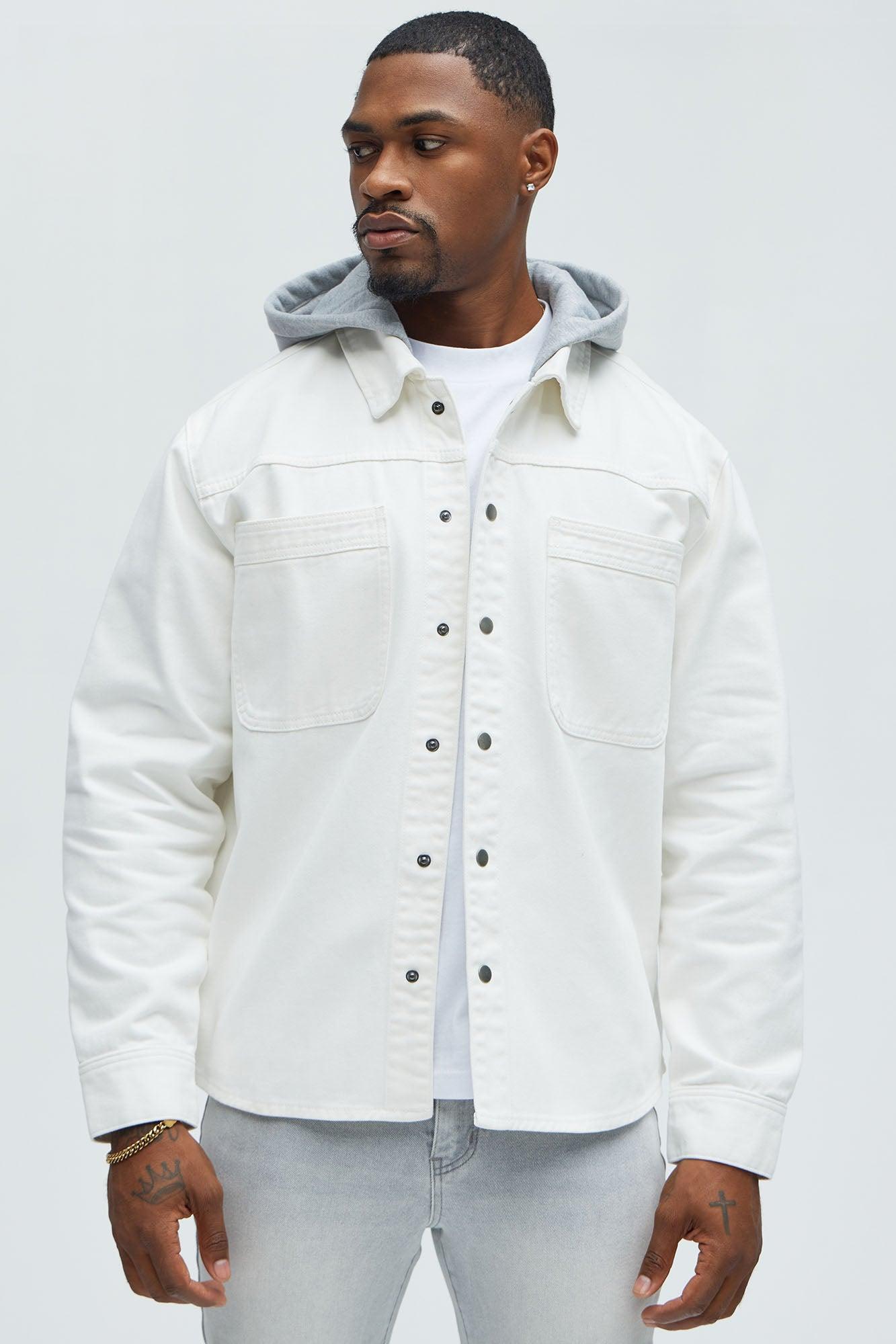 Jackson Lightweight Denim Shacket - White Product Image